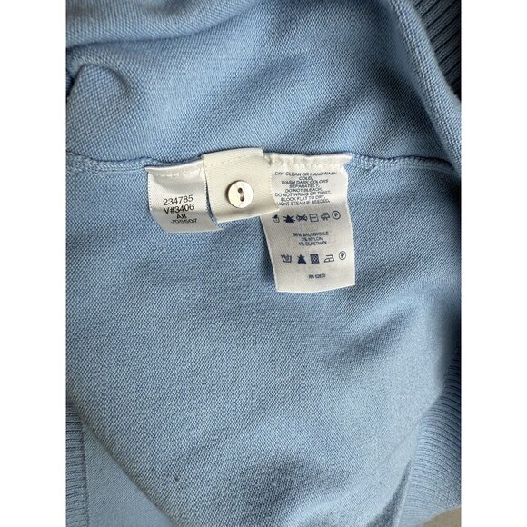 Land's End Blue Cardigan Button Up XL Grandmacore Pearl Embellished Embroidered - Picture 4 of 7